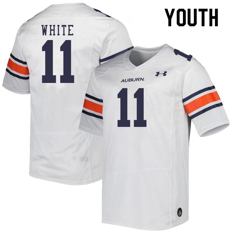 Youth #11 Walker White Auburn Tigers College Football Jerseys Stitched-White